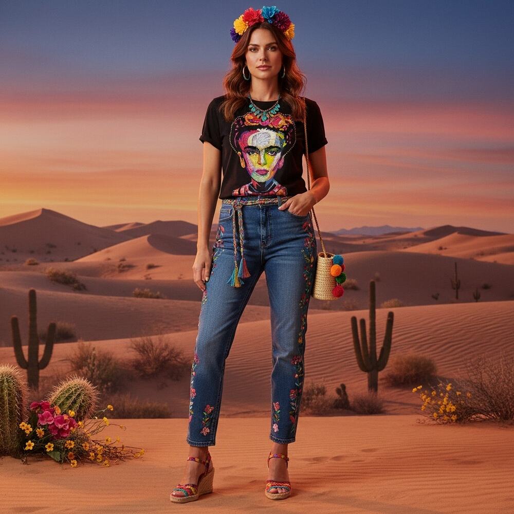 Ay Guey Frida Nyx Graphic T-Shirt Black Size XS Frida Kahlo Mixed Media EUC